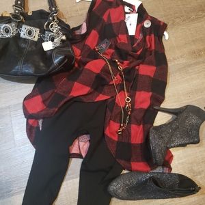 Sleeveless buffalo plaid top